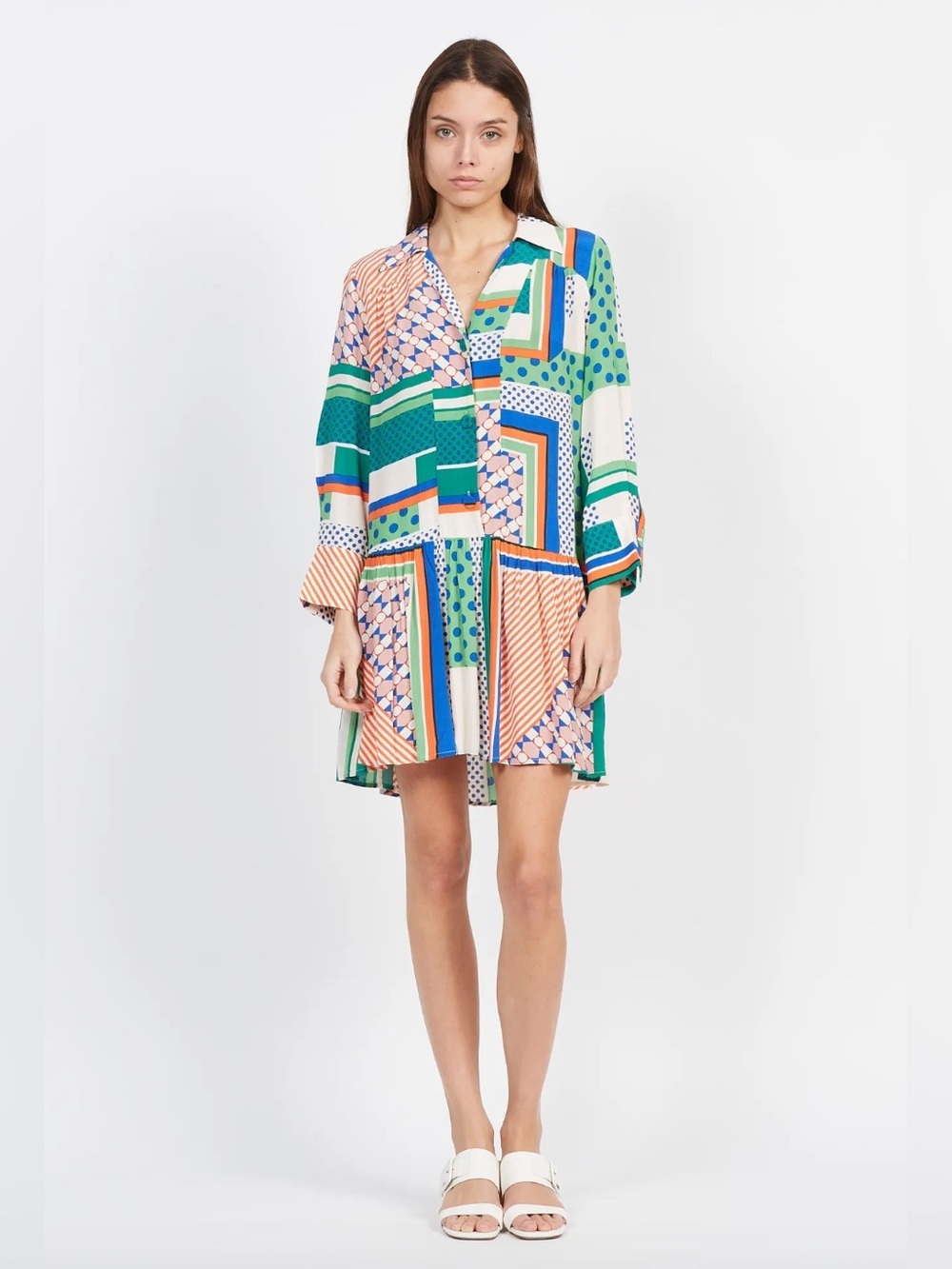 Suncoo Paris Caren Color-Block Printed Mini Dress Size Medium
